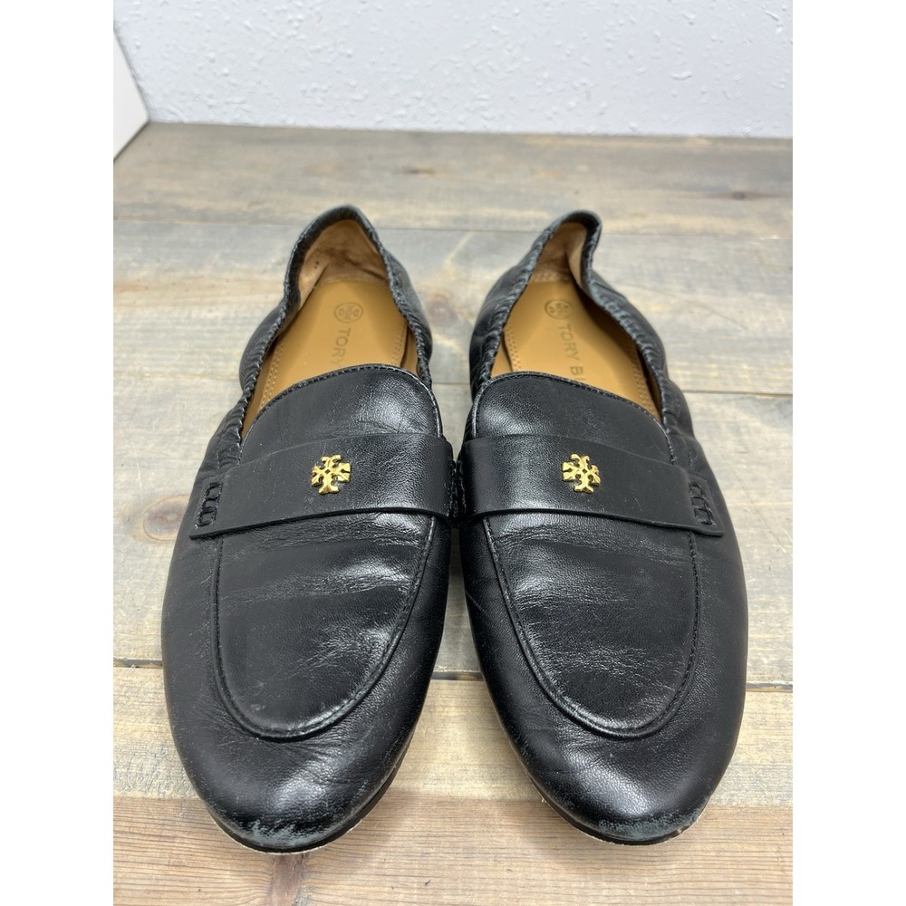 Tory Burch Black‎ Sheep Leather Ballet Loafers Casual Shoe Elastic Women's Sz 7